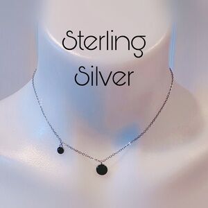 STERLING SILVER STAMPED 925 CHAIN CHOKER NECK WITH MINI ROUND PENDANT ACCENTS